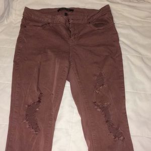 Mauve distressed jeans
